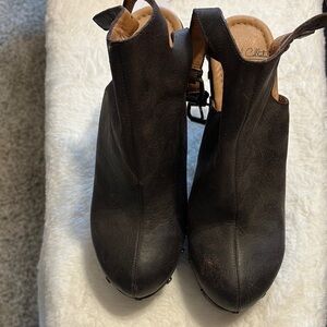 Dr. Scholl's Brown Ankle Booties with Chunky Heel